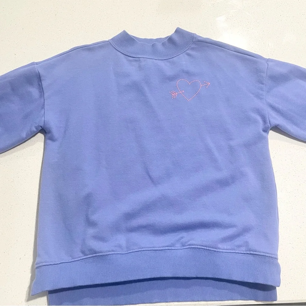 Old Navy Periwinkle Embroidered Heart Cozy Sweatshirt